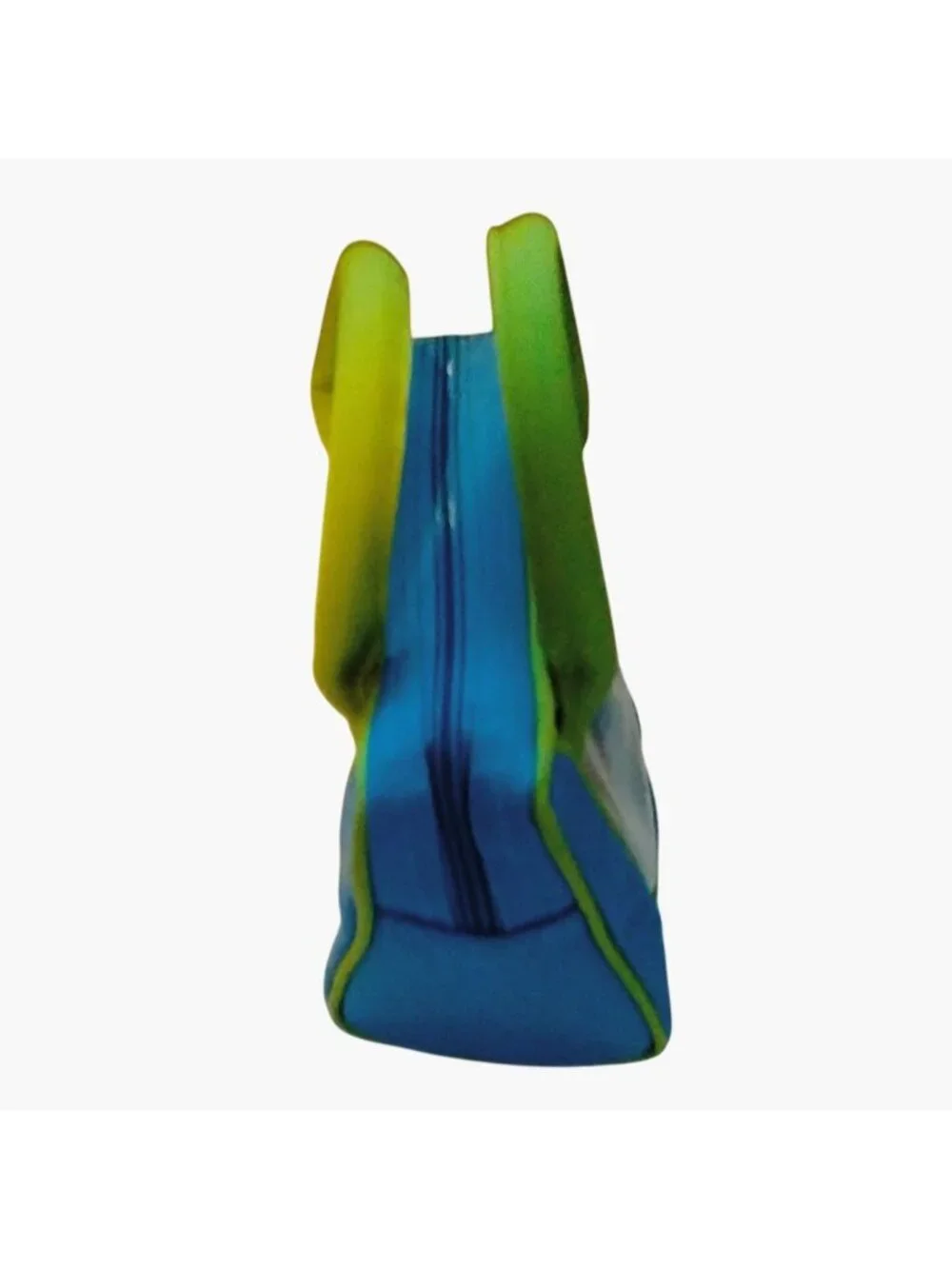 Small Blue Green Canvas Tote Bag Clear Panel Lunch Bag
